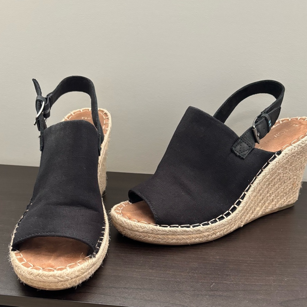 Black Espadrille Wedge Sandals